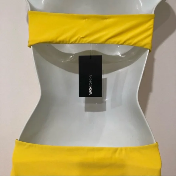 THINK OF ME TUBE MINI DRESS YELLOW.SIZE SMALL - Picture 7 of 7